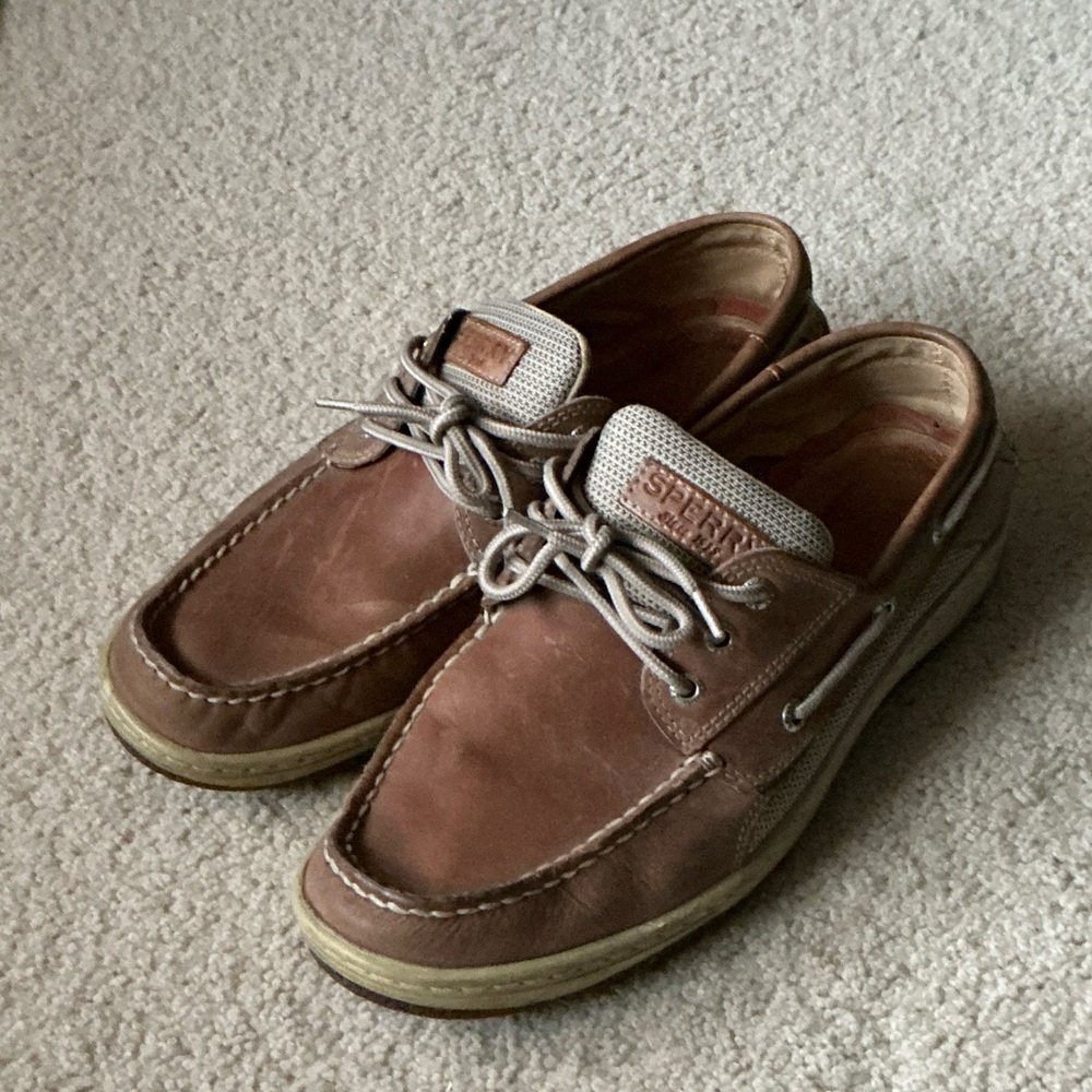 Sperry Men's Size 10.5 Wide Tan Leather Boat Shoes
